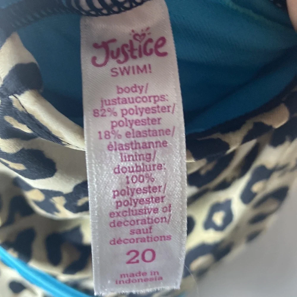 Justice Swim Kid Tankini Top Animal Print Floral  Criss Cross back Child 20